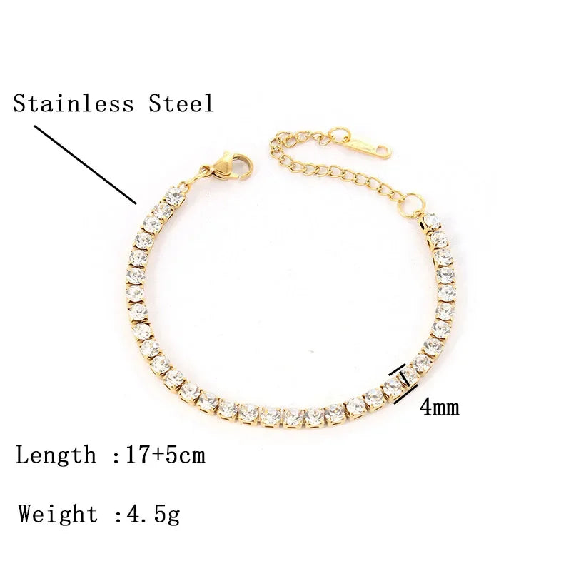 Zirabella - 2024 New In Stainless Steel Bracelet For Women Adjustable Tennis Braclet Luxury Zirconia Braslet Girlfriend Gift Pulsera Femme
