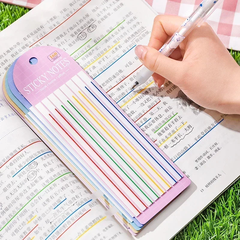 25Sheets highlighting stickers notes thin long strips transparent sticky students colorful fluorescent index Scrapbook 20*6CM