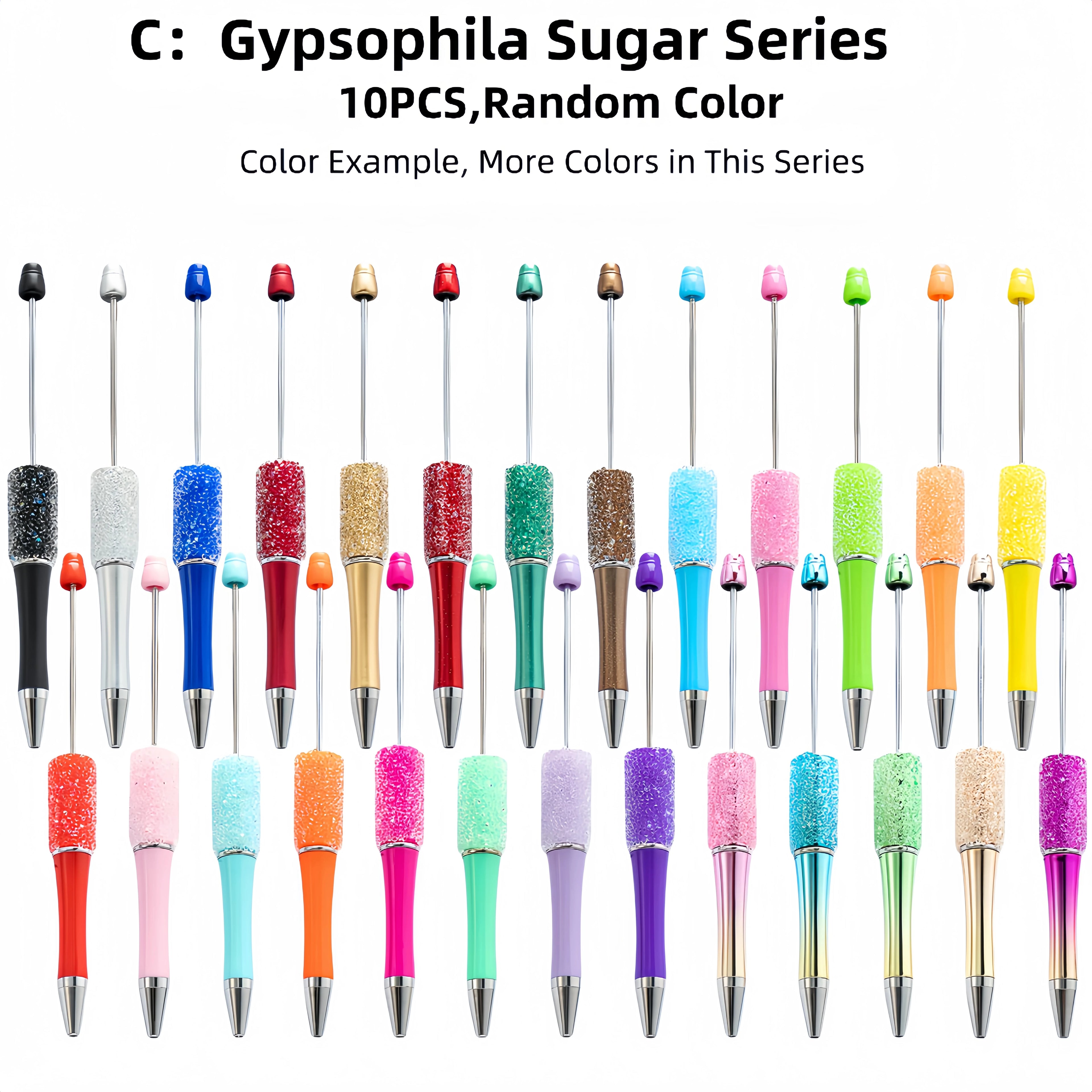 10 New Creative Bead Ballpoint Pen Sets (Random Colors), Perfect For DIY Office And School Supplies With Colored Wooden Beads