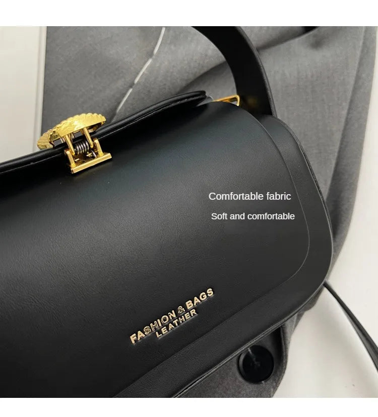 AVEN - 
Classic Black Shoulder Bag Women's Versatile Retro Crossbody Square Bags 2024 New Large Capacity Textured Leather Flap Handbags