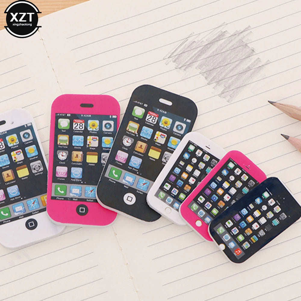 1pcs Cartoon iPhone modeling Students Pen Shape Eraser Rubber Stationery Kid Toy School Supplies Office Series Prize Wholesale