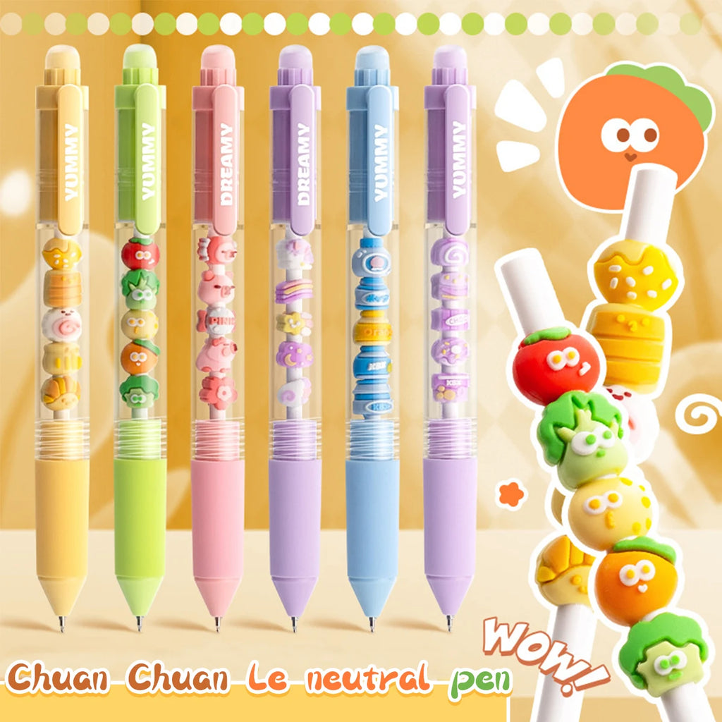 2Pcs Set Gel Pen 0.5mm Fine Point Black Ink Cute Creative Pen Quick Drying Smooth Writing for Journals Cheap Kawaii Stationery