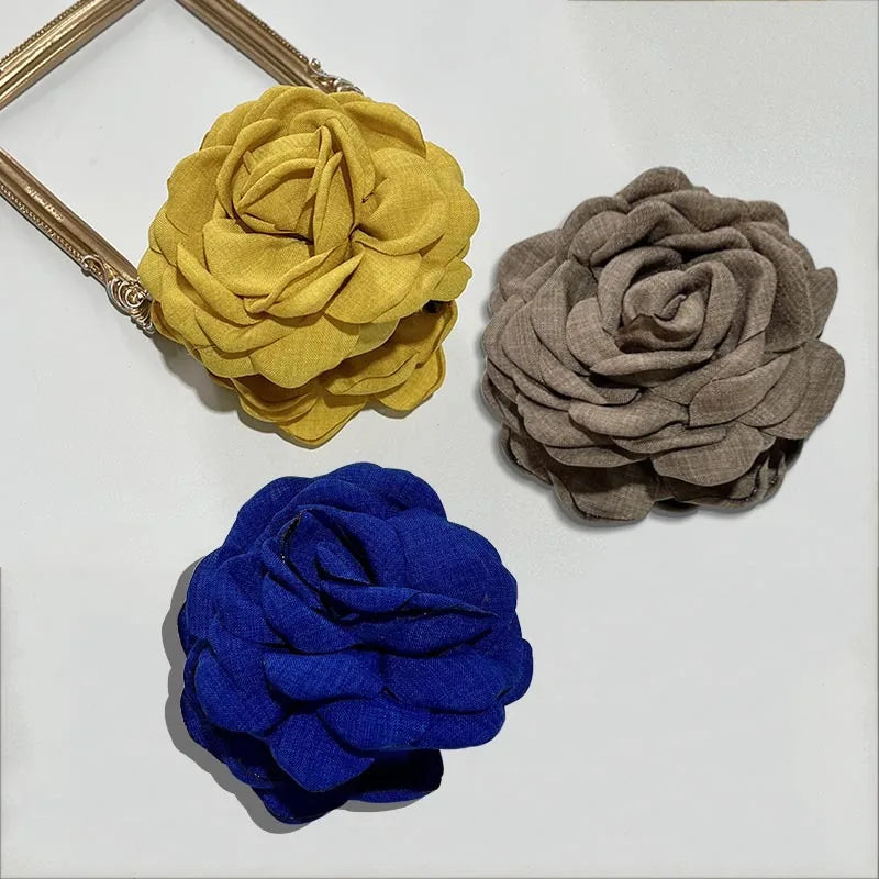 Rosabella - French Fabric Rose Flower Hair Claw Clips For Women Girls Hair Clip Barrette Hairpins Hair Clamps Headwear Hair Accessories Gift