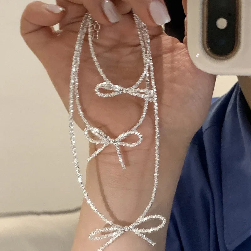 VIVÉA - 
VENTFILLE 925 Sterling Silve Bowknot Anklet for Women Girl Hollowing Out Design Fashion Versatile Jewelry Gift Dropshipping