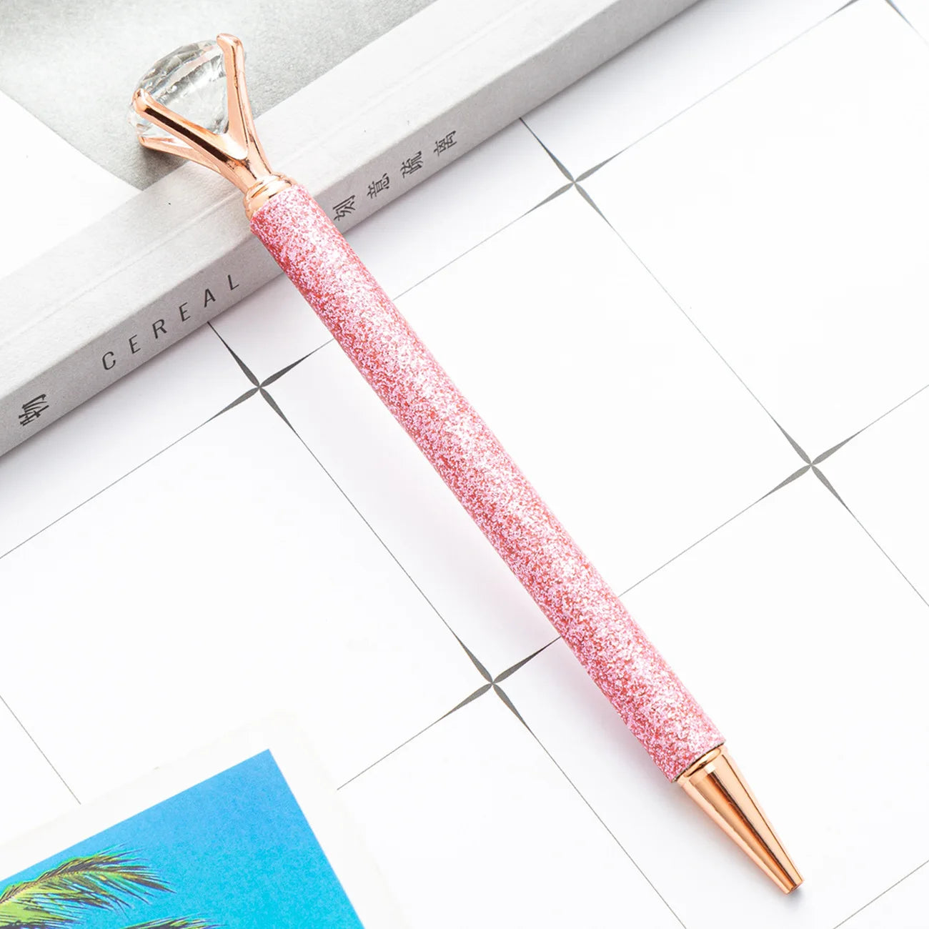 1 Piece Lytwtw's Ballpoint Pen Luxury Cute Big Diamond Wedding Rose Gold Metal Stationery School Office Supplies Supply Pens