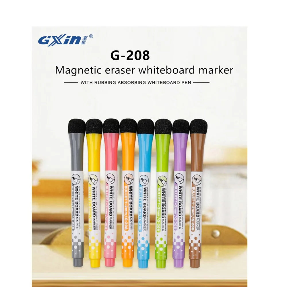 Gxin G-208 8Pcs Erasable Markers Set Colors Magnet Whiteboard Ink Pens School Teacher Resources Graffiti Drawing.Color Markers.