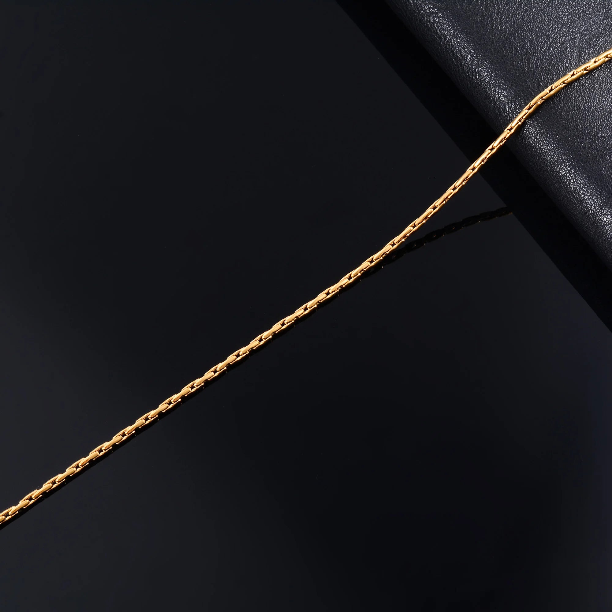 Aurielle - Gold Color Plated Thin Necklace Link Cable Chain 316L Stainless Steel Jewelry Accessories on Neck for Women Ladies Choker Gift