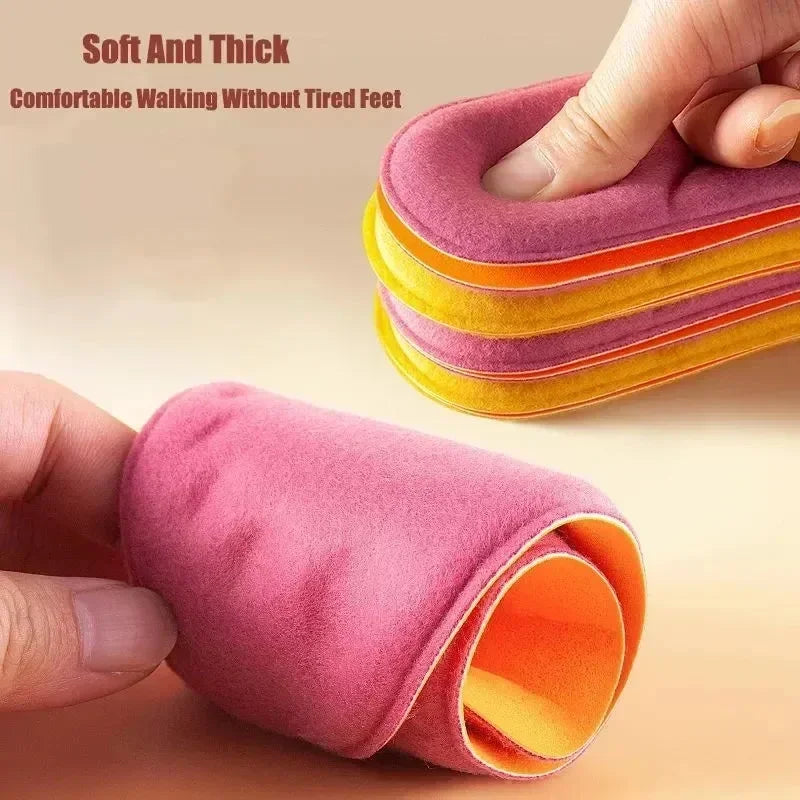 FurTherma - Winter Fur Self Heating Insoles Foot Thermal Thicken Insole Memory Foam Shoe Pads Warm Sports Shoes Inserts for Women Men