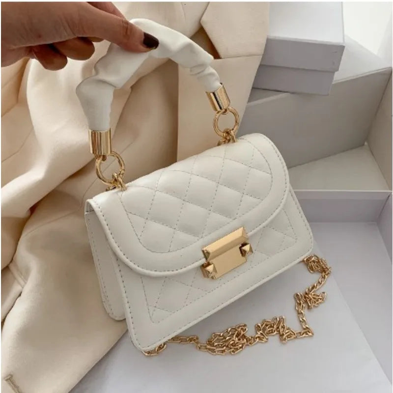 AURA Bag - 
Grid pattern tote bag women's buckle decoration flap wallet fashion PU leather crossbody bag high quality bag