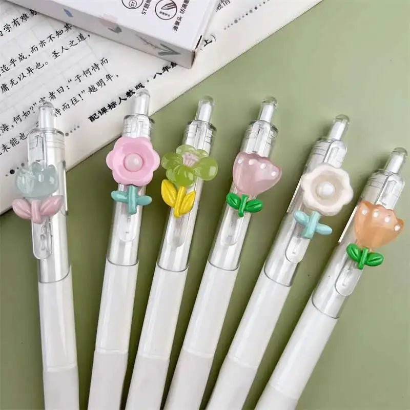 1 Piece Lytwtw's Cute Flower Gel Pen Creative Press Office Gift School Supplies Stationery Kawaii Funny Pens