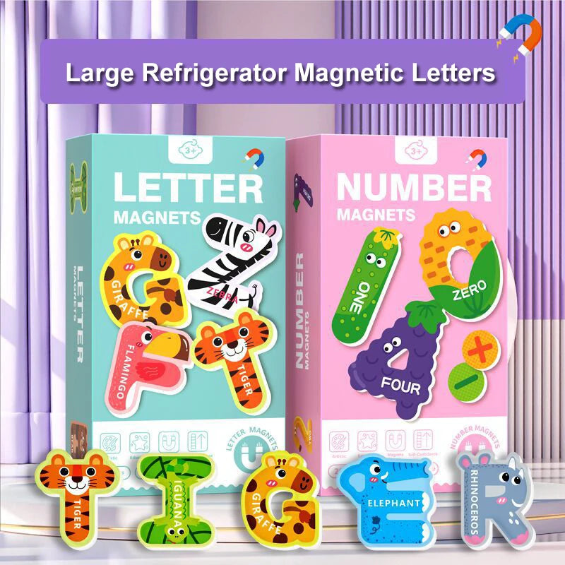26pcs Large Magnetic Letters Alphabet Cartoon Animal Magnetic Refrigerator Stickers Educational Toys for Kids Learning Spelling
