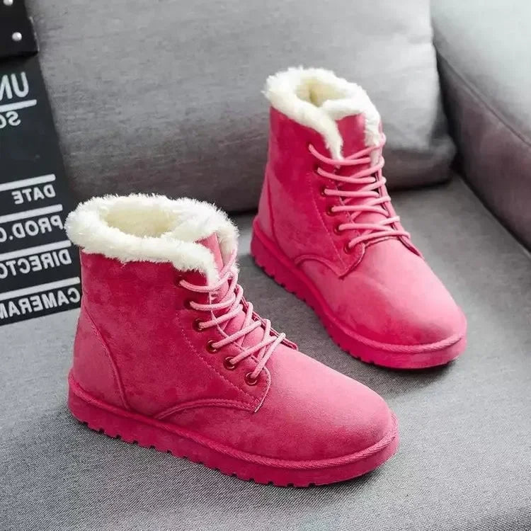 GlamTalon - Thickened Cotton Shoes with Fleece Casual Short Tube Winter Boots for Women Comfortable Warm Large Size Rubber Snow Boots