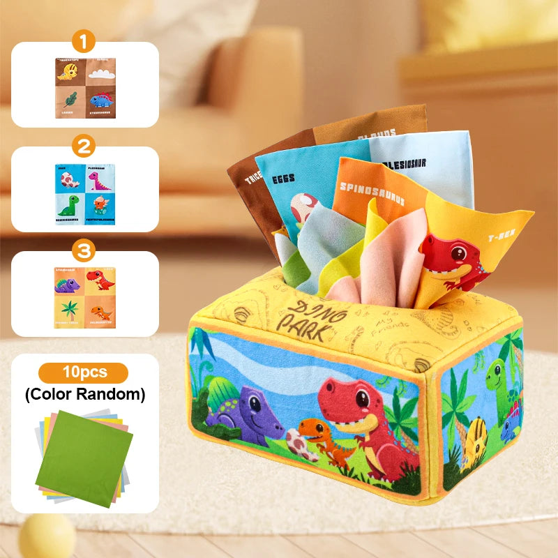 Baby Draw Paper Towel Tearing Tissue Box Baby Puzzle Early Education Montessori Children Cloth Toys 3+10