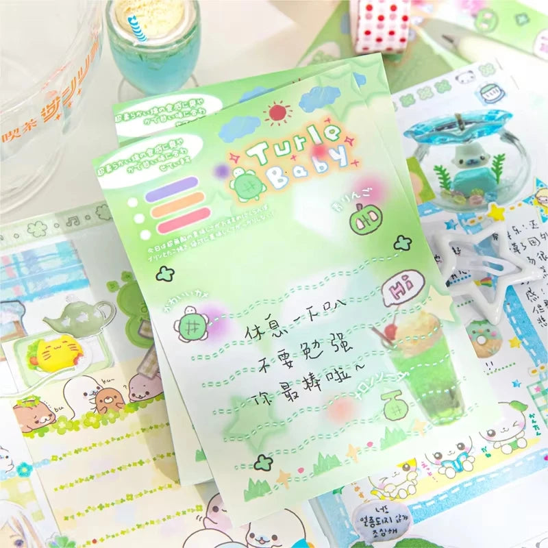 50 Sheets Cute Japanese Old-fashioned Style Memo Pads Message Paper Journal DIY Base Material Notepad School Stationery