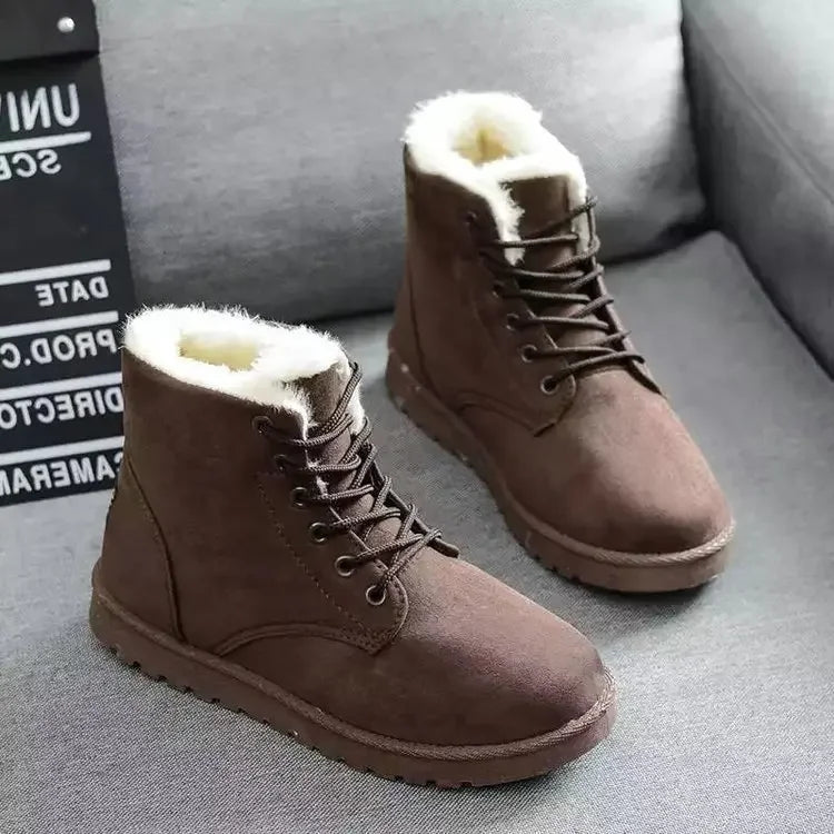 GlamTalon - Thickened Cotton Shoes with Fleece Casual Short Tube Winter Boots for Women Comfortable Warm Large Size Rubber Snow Boots