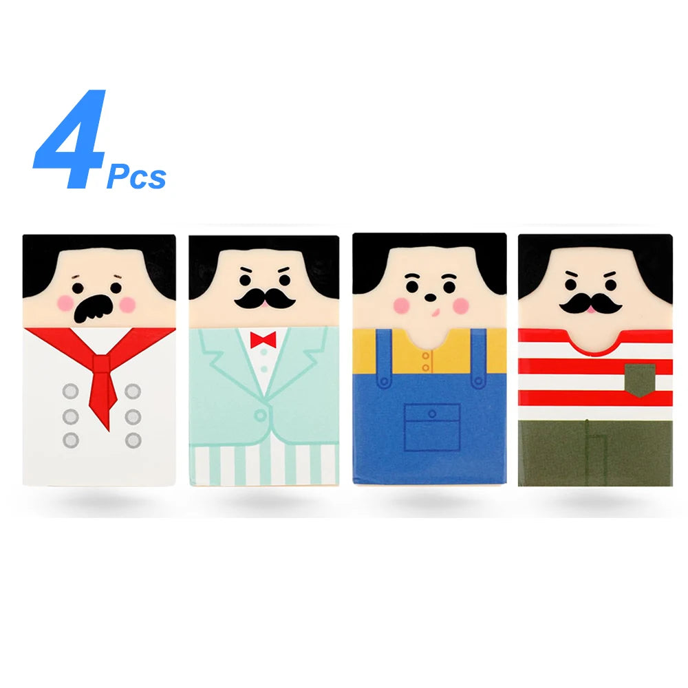 Monking 1/4Pcs Fun Balding Uncle Erasers Pencil Erasers for Kids Students Office School Supplies Art Stationary