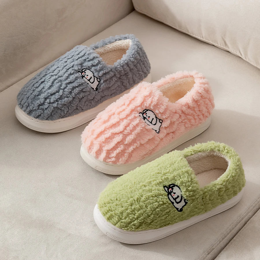 Cocy -Cotton Slippers for Women Suitable for Home Use Indoor Anti Slip Confinement Shoes Thick Soled Warm for Couples Men Slippers