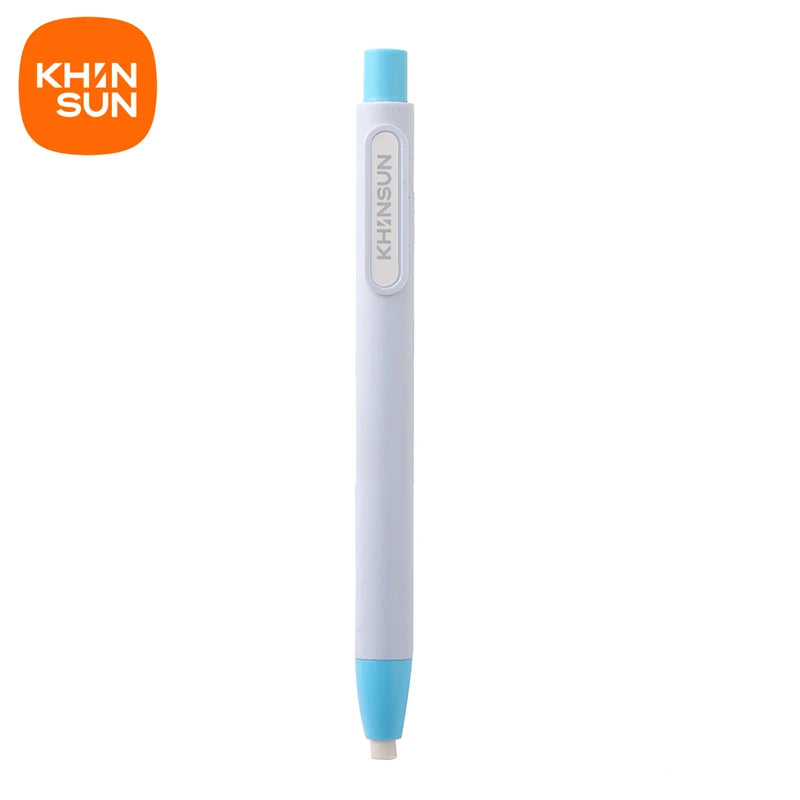 KHINSUN Press Retractable Pencil Eraser Correction Supplies Pen Style Pencil Rubber Writing School Supplies Stationery