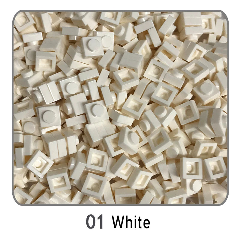 100Pcs DIY Bricks Parts 3024 1x1 Plate Educational Tech Construction Assmble Compatible Block Parts Toys for Child Kids