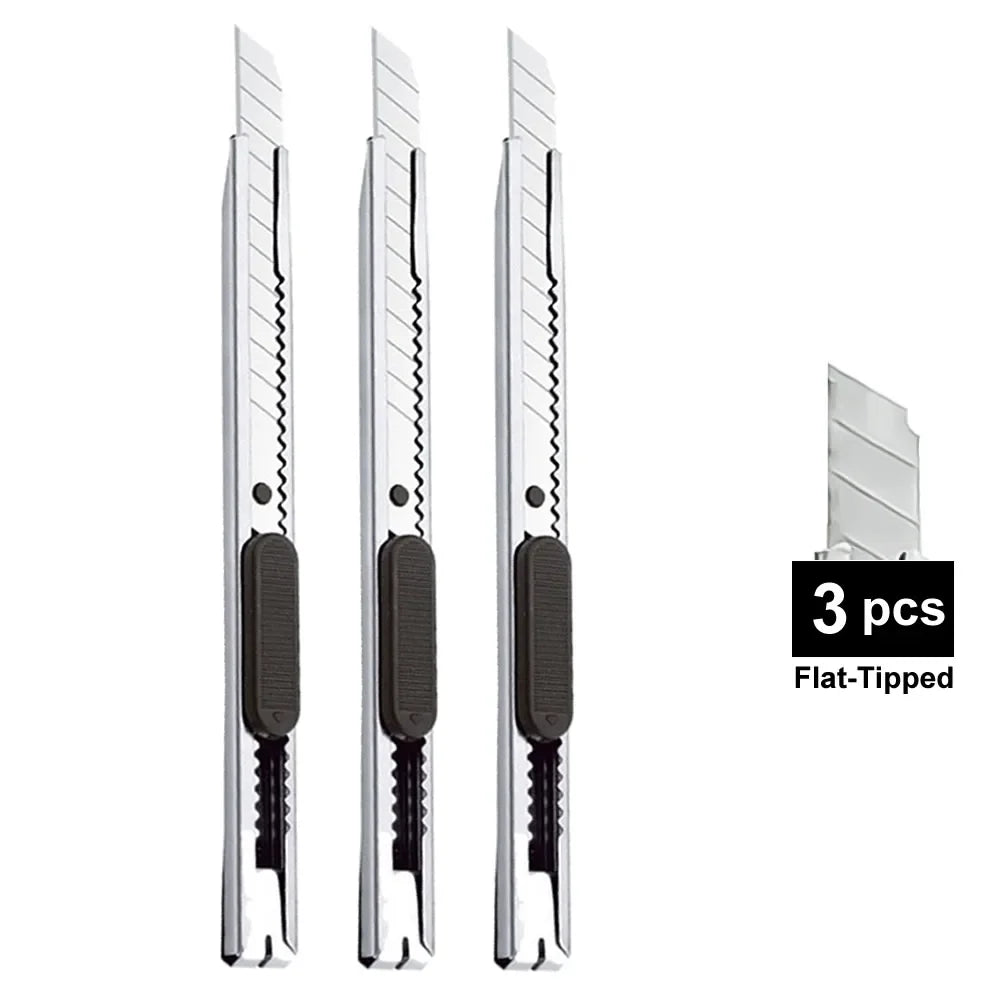 1/5/10Pcs Utility Knife Stainless Steel Paper Cut Box Cutter Tools Kit Non-Slip Blades Unboxing Knife Handicraft Carving Tools