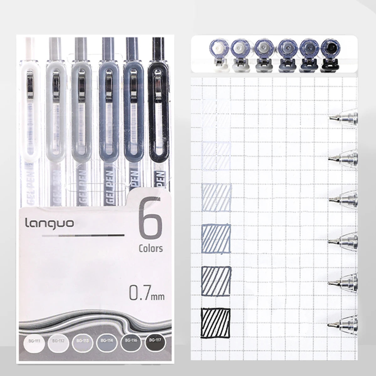 6PCS Retractable Color Gel Pens, 0.7mm Fine Tip, Large Capacity, Vibrant Ink for Drawing, Marking, School & Holiday Gifts