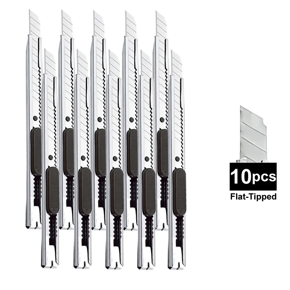 1/5/10Pcs Utility Knife Stainless Steel Paper Cut Box Cutter Tools Kit Non-Slip Blades Unboxing Knife Handicraft Carving Tools