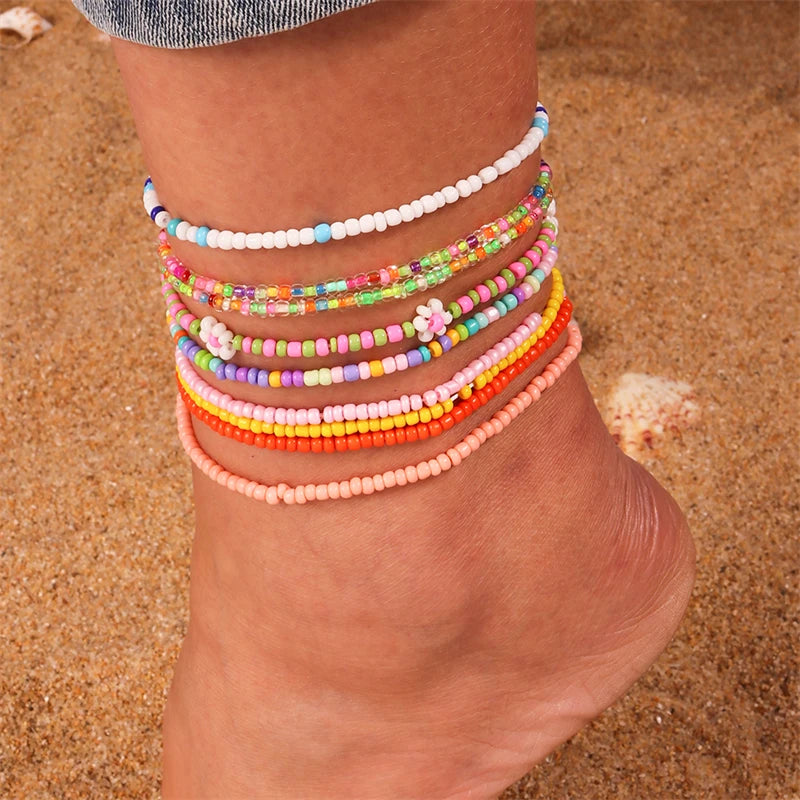 Zafira Anklets - Bohemian Colorful Handmade Beads Anklets for Women Summer Beach Ankle Bracelet Foot Leg Chain Female Girls Jewelry Accessories