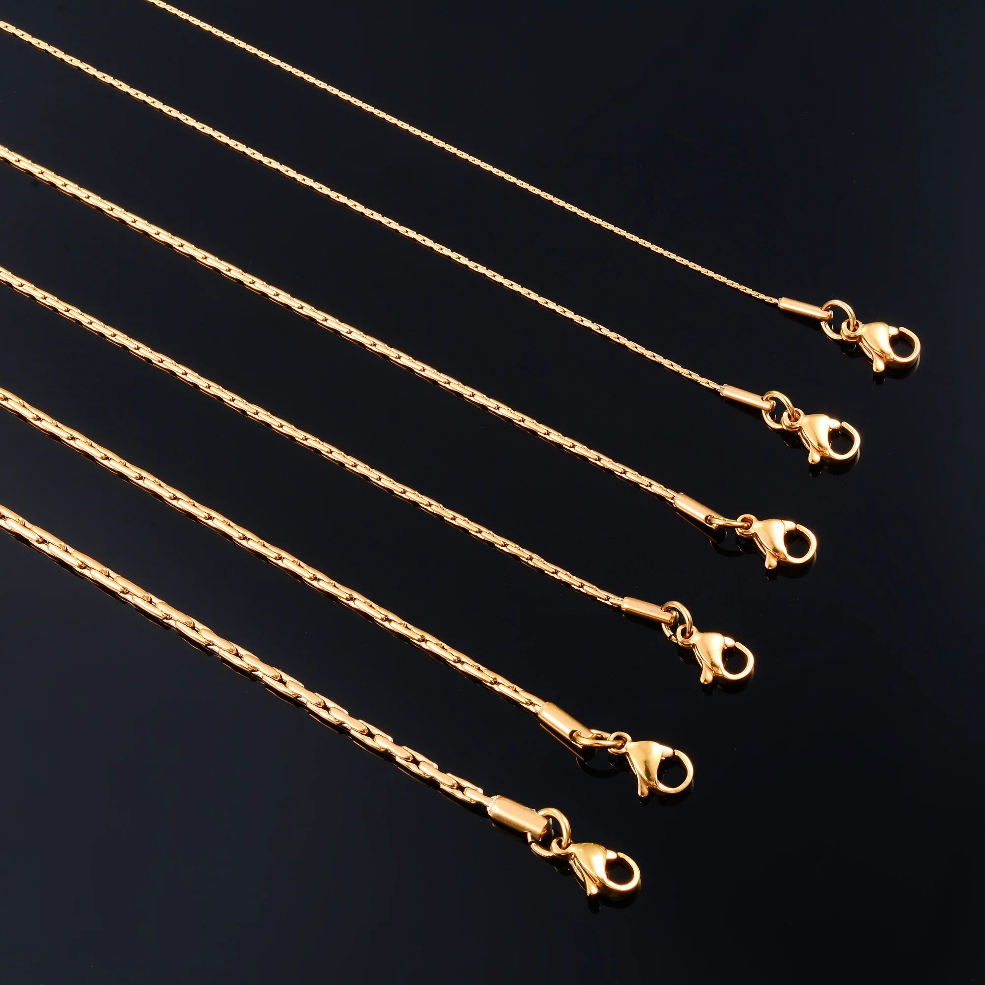 Aurielle - Gold Color Plated Thin Necklace Link Cable Chain 316L Stainless Steel Jewelry Accessories on Neck for Women Ladies Choker Gift