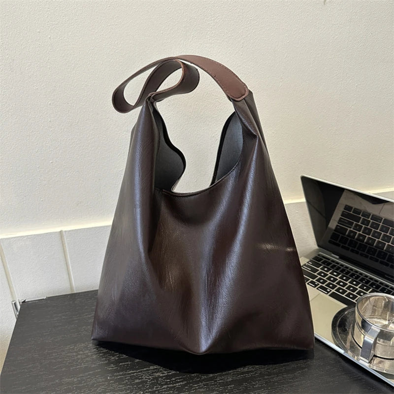 Tivra - 
Versatile Bucket Bag Roomy Underarm Tote Crossbody Bag Shoulder Bags For Women Solid Cute Tote Clutch Wallet