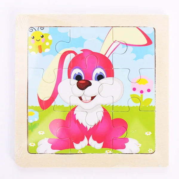 9 Pieces Wooden Puzzle Cartoon Dinosaur Transportation Montessori 3d Puzzle Game Early Learning Educational Toys for Children