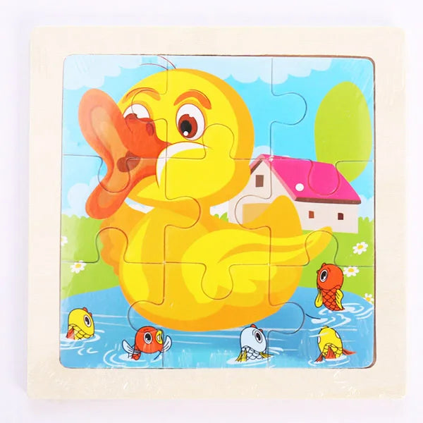 9 Pieces Wooden Puzzle Cartoon Dinosaur Transportation Montessori 3d Puzzle Game Early Learning Educational Toys for Children