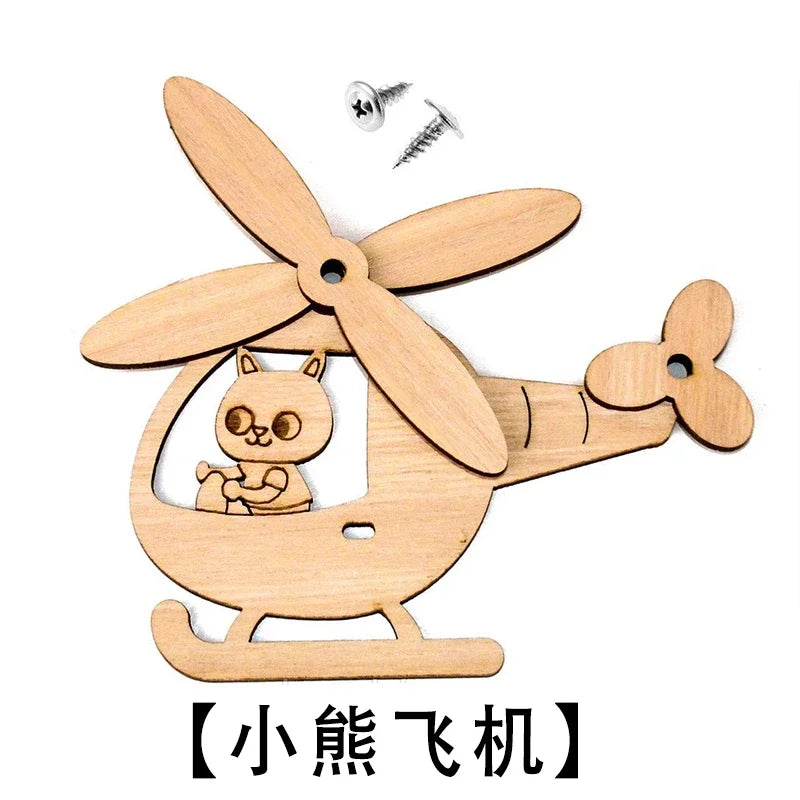 DIY Busy Board Montessori Hot  Air Dalloon Carriage Door Educational Toy Wood Chip Graphic Pairing Wooden Part For Childre Gifts