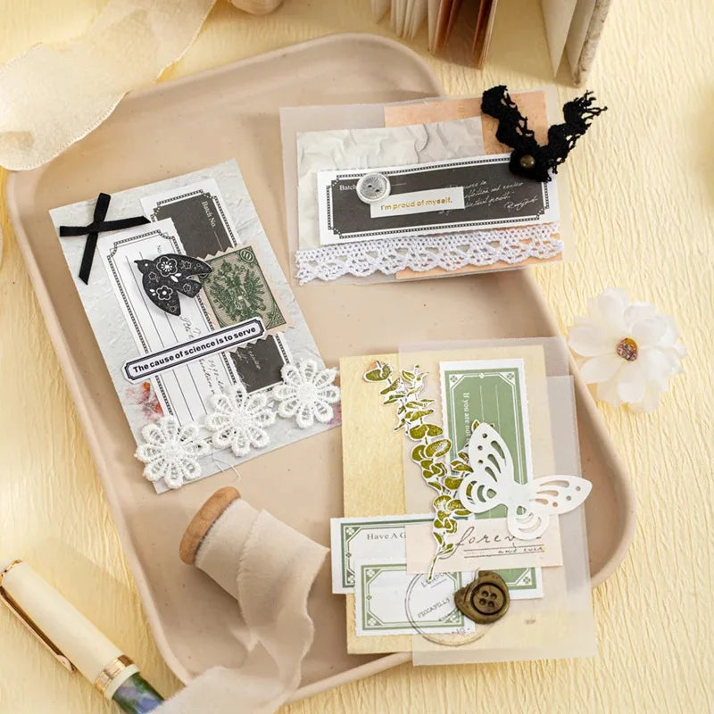 Journal GO 30pcs Vintage Label Paper Sticker Tag Scrapbooking Junk Journal Kits Crafts Classification Retro Label Stickers