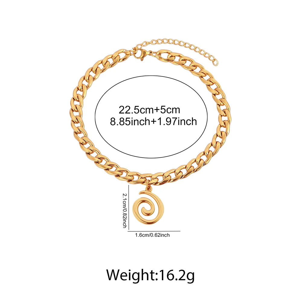 SPIRALÉ - 
Stainless Steel Spiral Pendant Ankle Chain For Women Minimalist Cuban Chain Design Suitable For Everyday Wear Ankle Jewellery