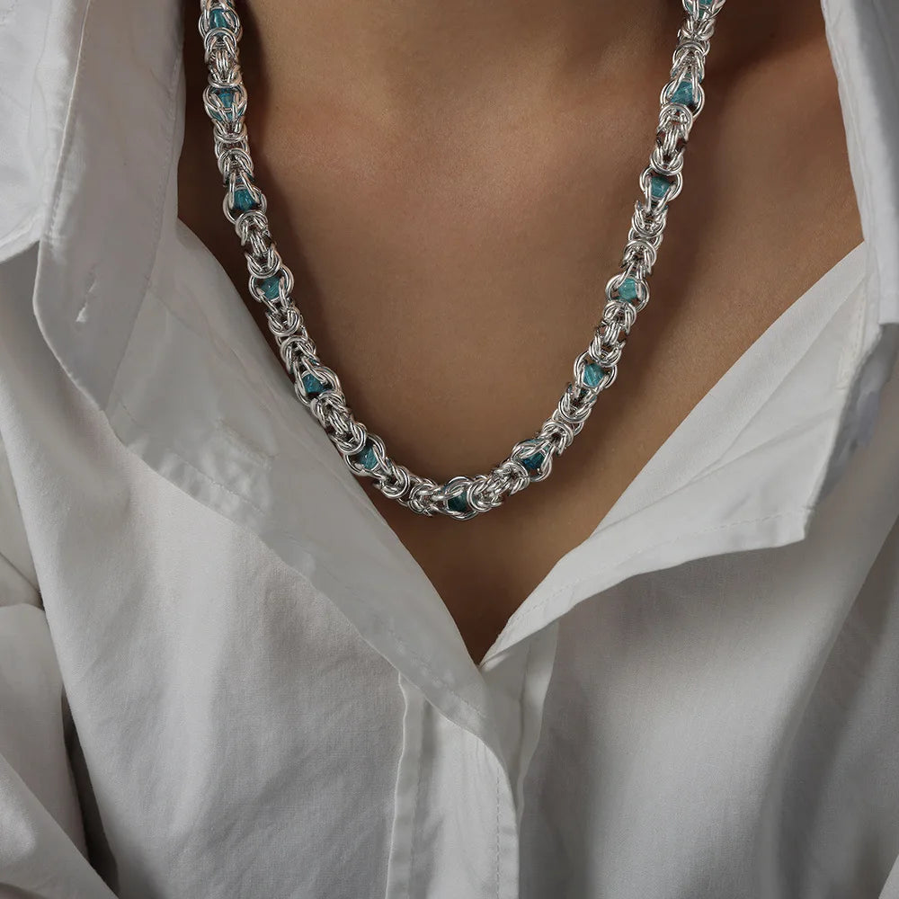 LIORÉ - 
Liora High Quality Stainless Steel Irregularly Chain Necklace Bracelet For Women Men Charm Women's Two Pieces Jewelry Set Gifts