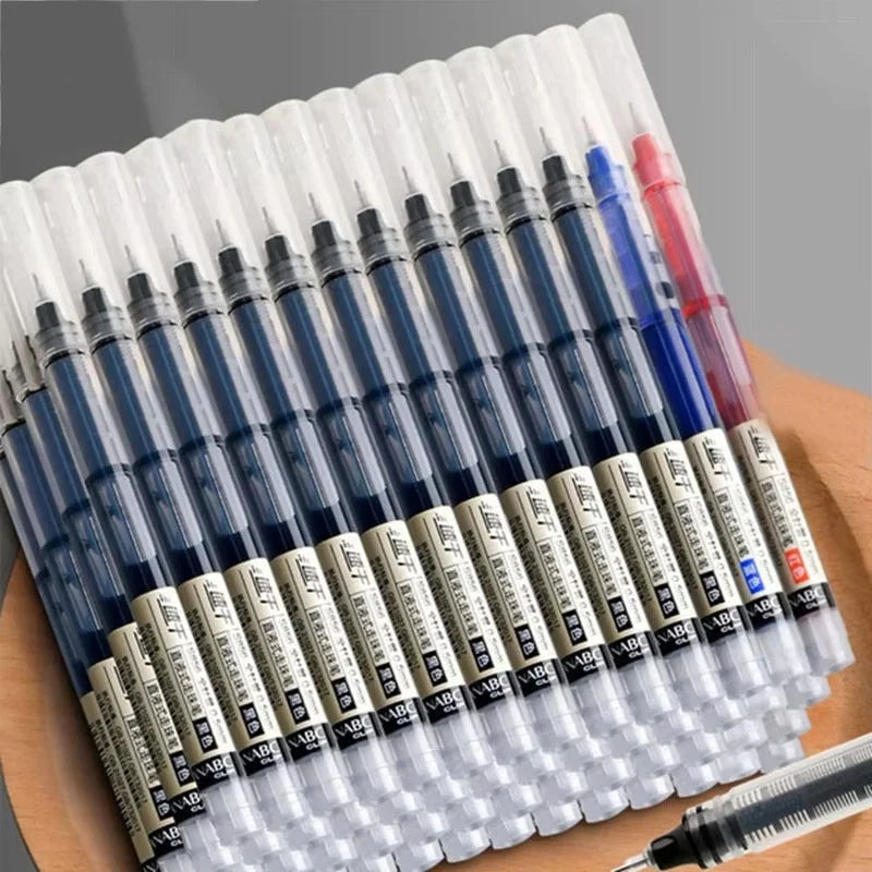 10Pcs High Quality Needle Type Gel Pens Black Blue Red Ink Straight Liquid Gel Pen For School Student Stationery Office Supplies