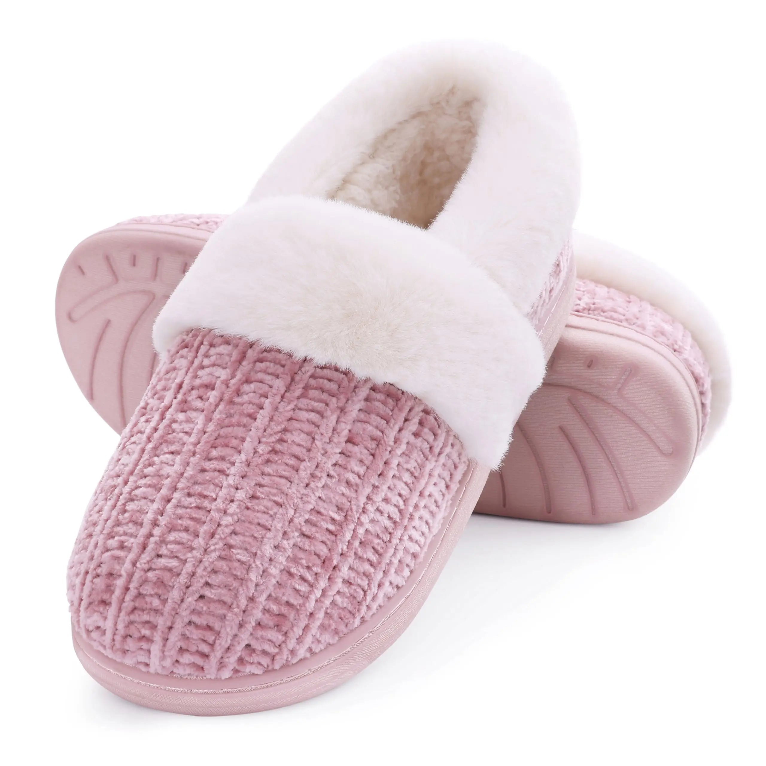Pallene Fuzzy -  Winter Slippers For Men Women Casual Memory Foam Knit Flat Slides Cozy Plush Indoor Slippers Fluffy Cotton Shoes