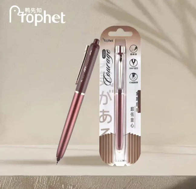 PROPHET COURAGE Gel Pen 0.5mm Rose Gold Pen Clip Low Center of Gravity CS Double-ball Pen Tip Alpha Gel Drop-resistant
