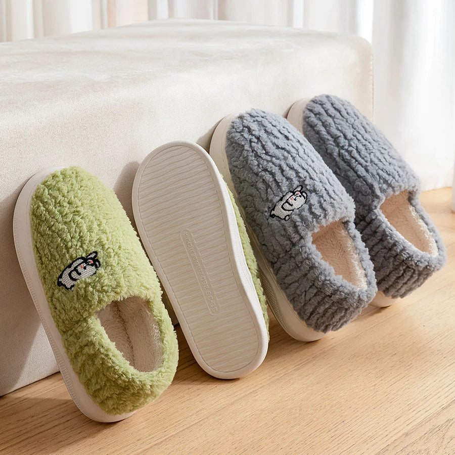 Cocy -Cotton Slippers for Women Suitable for Home Use Indoor Anti Slip Confinement Shoes Thick Soled Warm for Couples Men Slippers