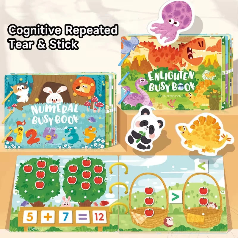 Montessori Baby Busy Book My First Quiet Book Paste Early Learning Education Toy Children Matching Game Toys for Kids 1 2 3 Year