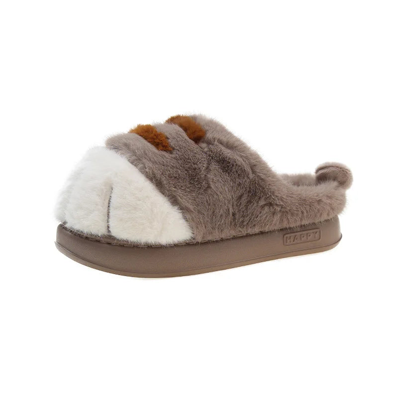 Adorable - Kitty Claw Slippers Women's Home Shoes Non Slip Furry Mules Female Fashion Warm Fluffy Slides Outdoor Cat Slippers