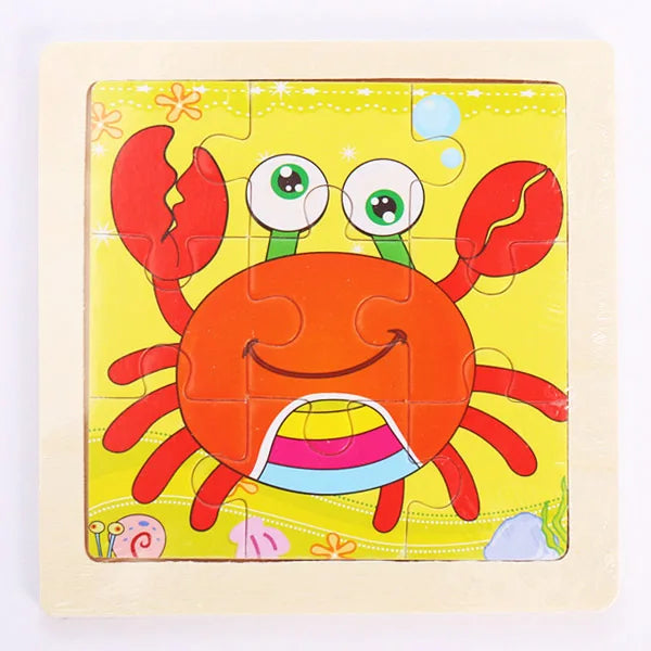 9 Pieces Wooden Puzzle Cartoon Dinosaur Transportation Montessori 3d Puzzle Game Early Learning Educational Toys for Children