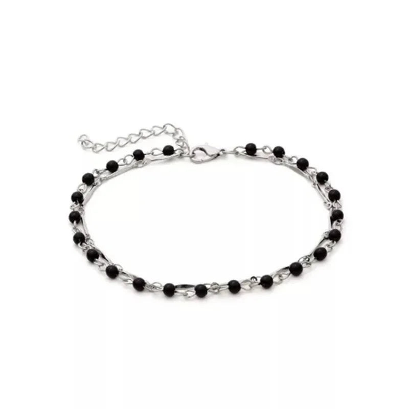 MIRA BEAD - 
Stylish Black Round Beads Chain Anklets For Women Vintage Gold Silver Color Ankle Bracelet Boho Beach Jewelry Summer Accessories