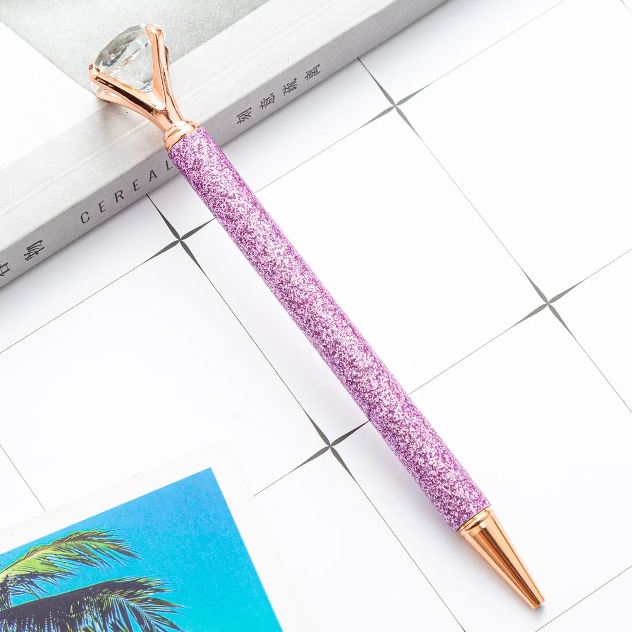 1 Piece Lytwtw's Ballpoint Pen Luxury Cute Big Diamond Wedding Rose Gold Metal Stationery School Office Supplies Supply Pens