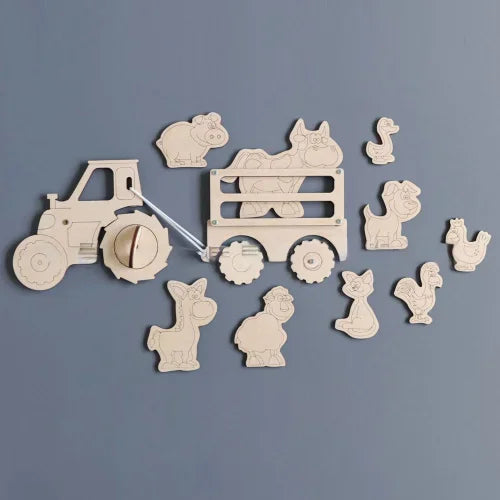 DIY Busy Board Montessori Hot  Air Dalloon Carriage Door Educational Toy Wood Chip Graphic Pairing Wooden Part For Childre Gifts