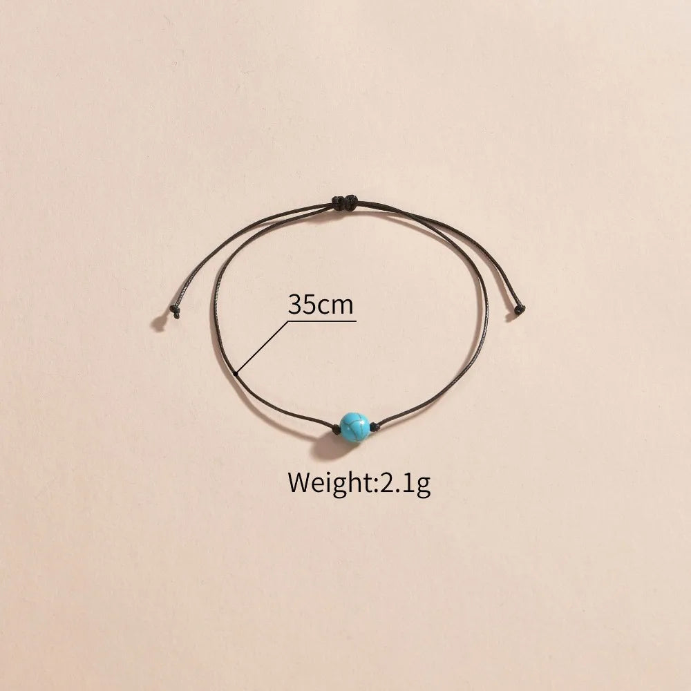 TURQONA - 
Bohemian Holiday Style   Imitation Turquoise Braided Rope Chain Adjustable Anklet Jewelry Gift