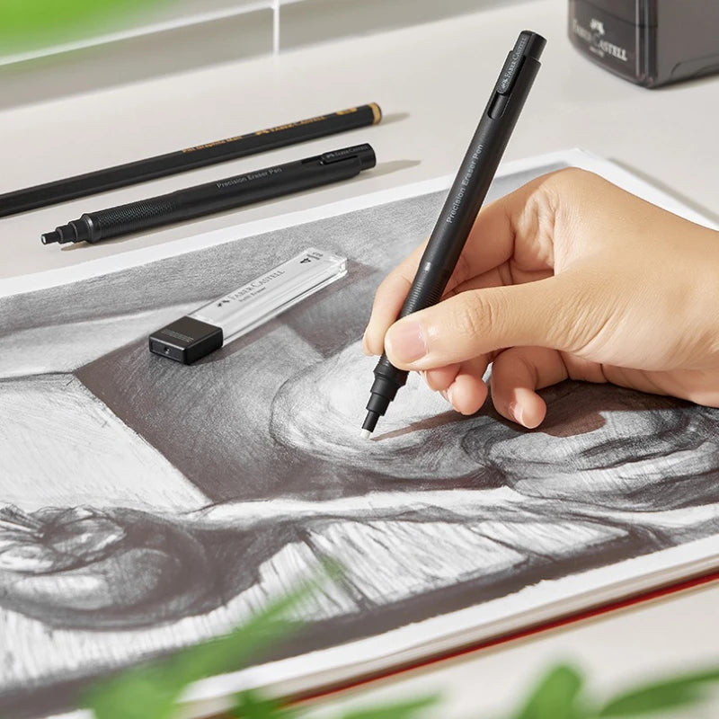 Faber-Castell Precision Tip Pen-Style Eraser Refillable Round 2.5mm Art Pencil Eraser Professional Drawing Rubbing Stationery