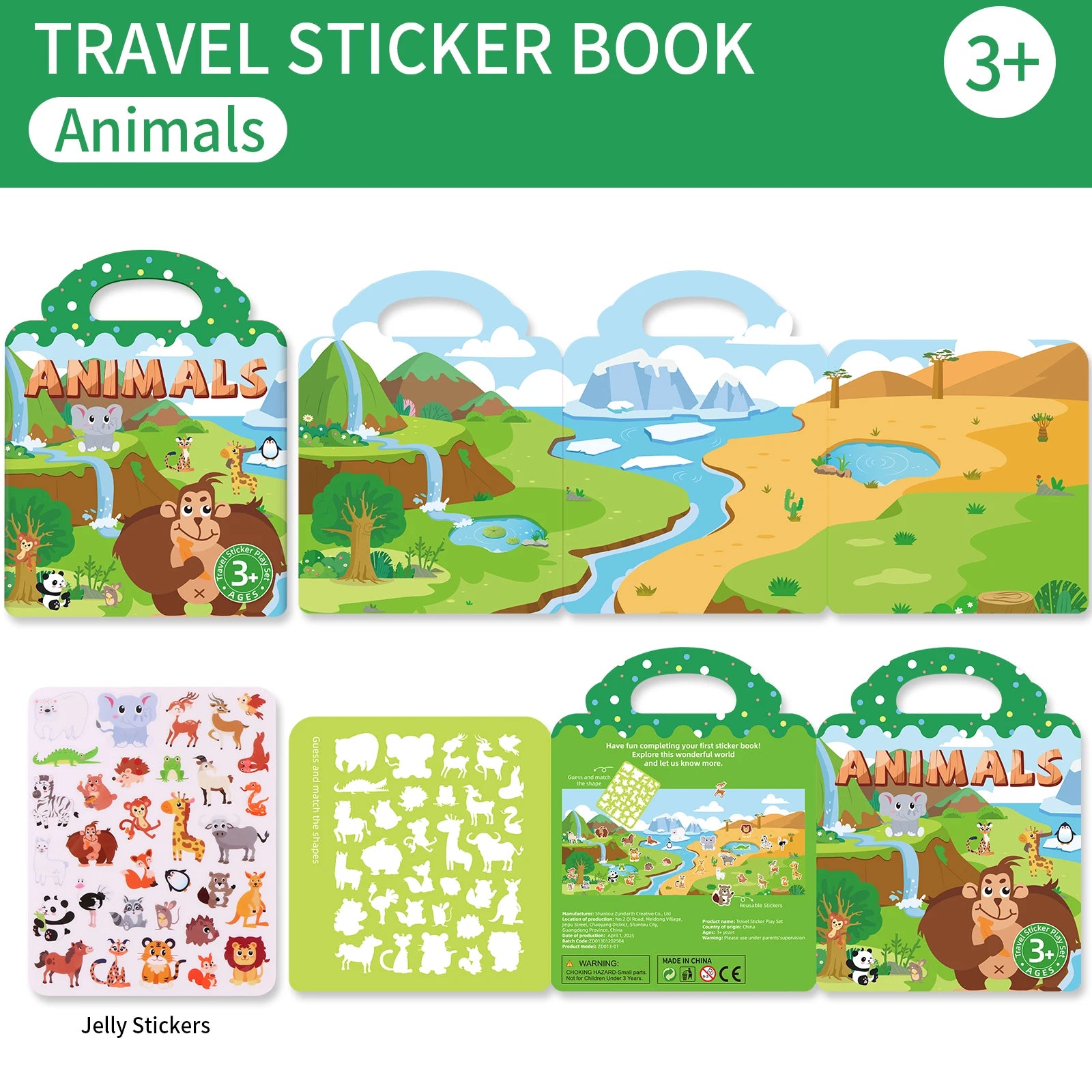 Kids' Reusable DIY Sticker Books Multi-Theme Bubble Sticker Jelly Stickers Portable Montessori Sticker Toy Gifts for Children