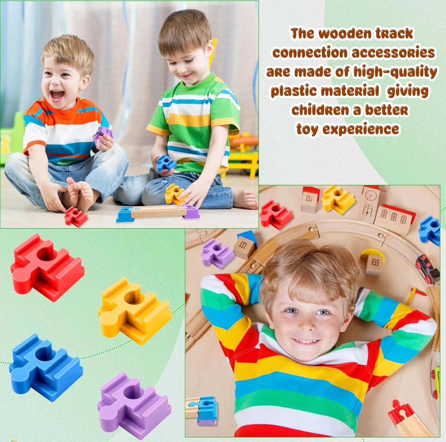 Wooden Train Rail Kinds Of Wooden Train Track Connector Adapter Fit for All Brands Wood Tracks Educational Toys For Kids Gift