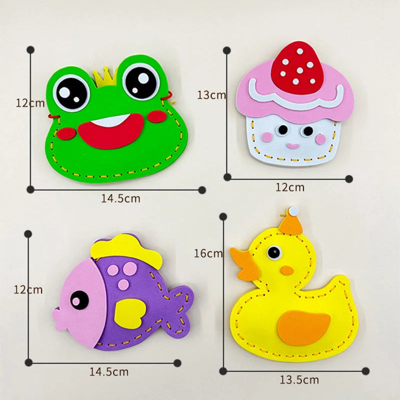 Sewing Kit for Beginner Kids Arts Crafts Cute Cartoon DIY Projects of Stuffed Animal Dolls Pendant Shoulder Bag Threaded Toys